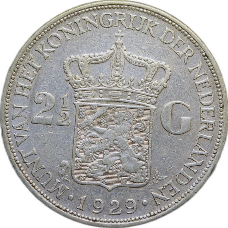 Монета 2 1/2 гульдена 1929 Нидерланды