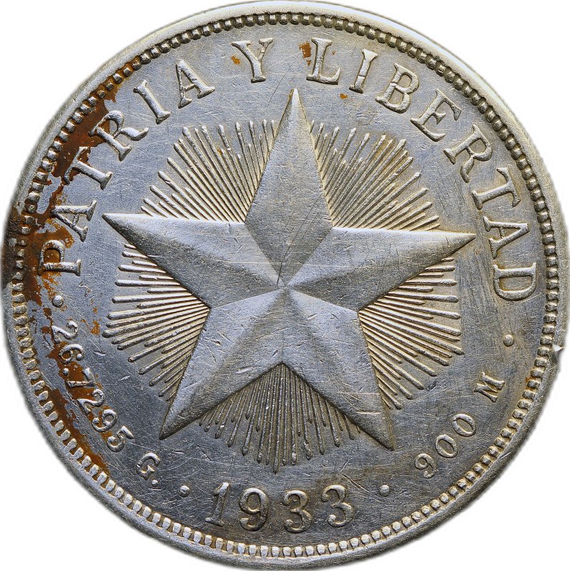 Монета 1 песо 1933 Куба