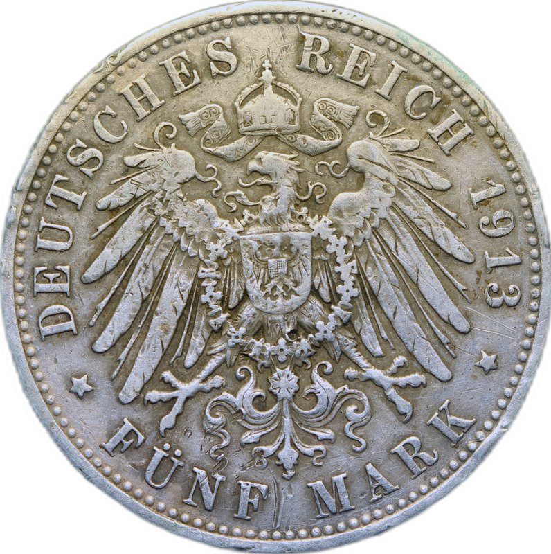Монета 5 марок 1913 A Пруссия Германия