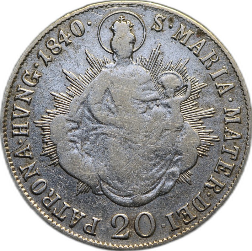 Монета 20 крейцеров 1840 Венгрия