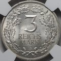 Монета 3 рейхсмарки (марки) 1925 A 1000 лет Рейнской области Рейнланд Германия слаб NGC MS 65