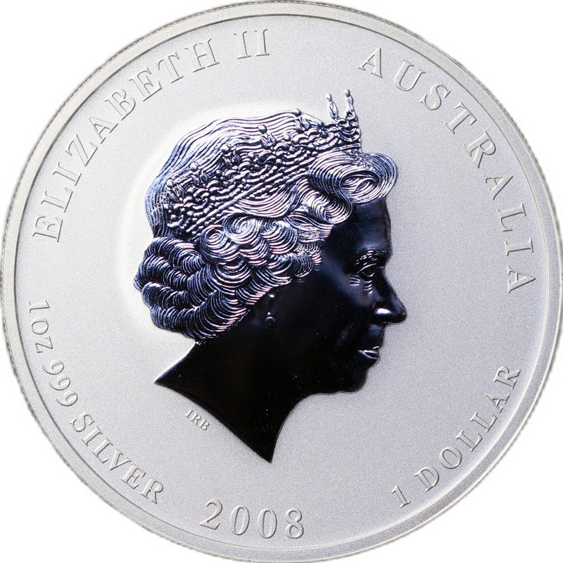 Монета 1 доллар 2008 Год Мыши/крысы Лунар 2 цветная Австралия