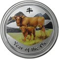 Монета 1 доллар 2009 Год Быка Лунар 2 цветная Лунный календарь Австралия
