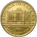 Монета 200 шиллингов 1991 Венская филармония (филармоникер) Австрия