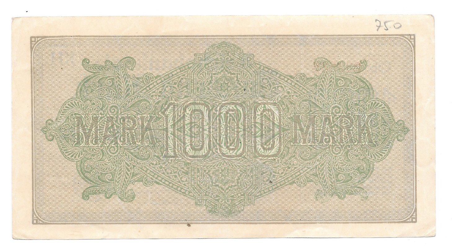 Банкнота 1000 марок 1922 Германия Веймарская республика
