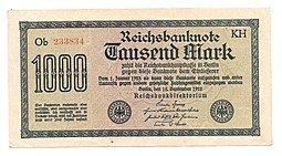 фото для Банкнота 1000 марок 1922 Германия Веймарская республика Аверс