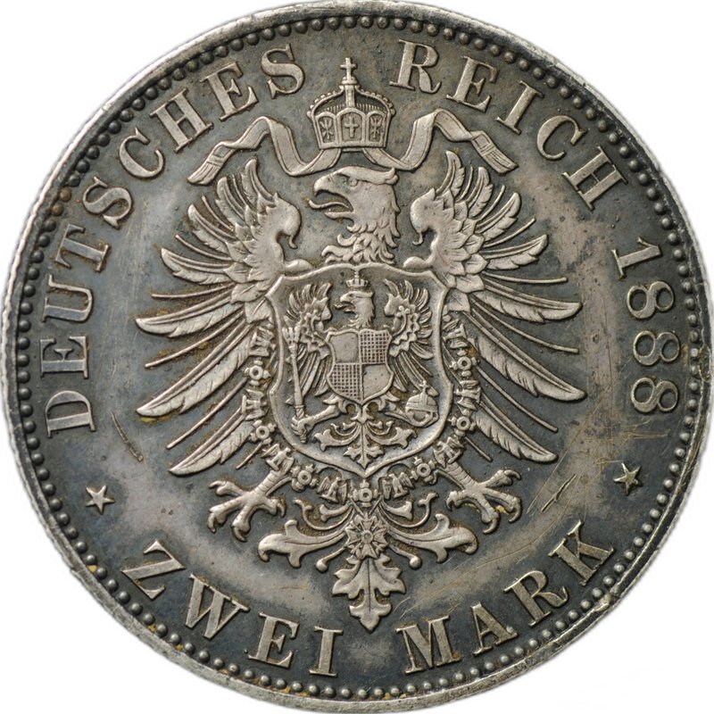 Монета 2 марки 1888 A Пруссия Германия