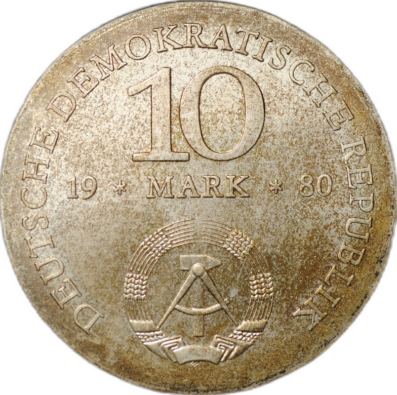 Монета 10 марок 1980 Герхард фон Шарнхорст 225 лет со дня рождения Германия ГДР