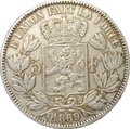 Монета 5 франков 1869 Бельгия