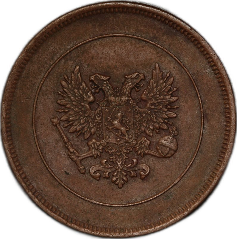 Монета 10 пенни 1917 орел без корон Русская Финляндия