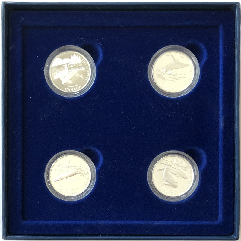 Набор 50 центов 1998 Гиганты океана Киты Канада 4 монеты