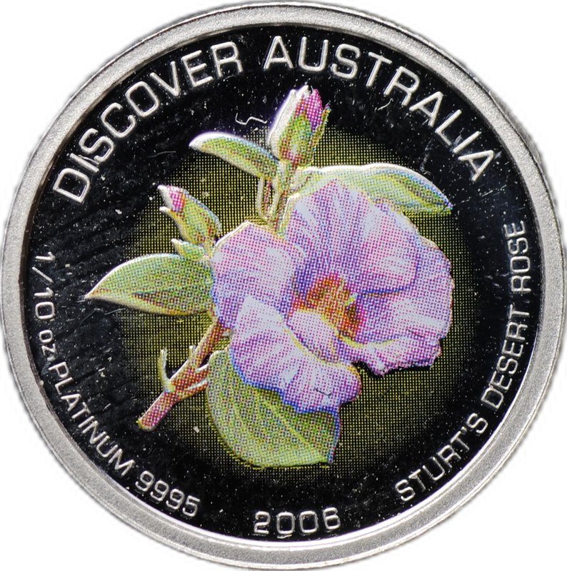 Монета 15 долларов 2006 Откройте Австралию - Пустынная роза платина Австралия