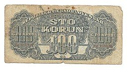 фото для Банкнота 100 крон 1944 Советская оккупация Чехословакия Аверс