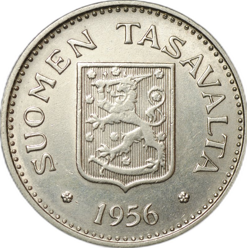 Монета 200 марок 1956 H Финляндия