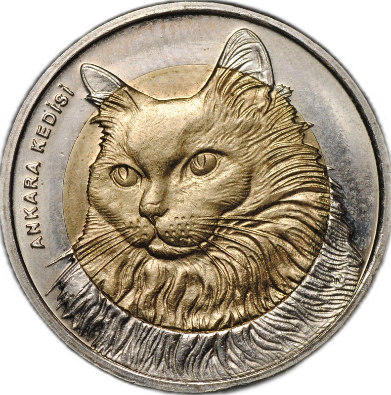 Монета 1 лира 2010 Кошка Красная книга Турция