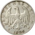 Монета 1 рейхсмарка 1925 F Штутгарт Германия