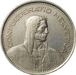 фото для Монета 5 франков 1974 Швейцария Аверс