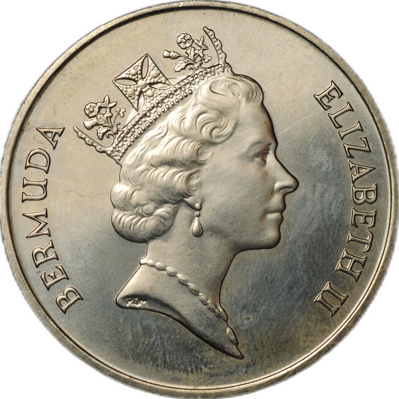 Монета 1 доллар 1987 50 лет коммерческой авиации Бермудские острова Бермуды