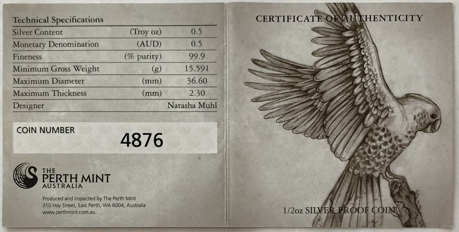 Монета 50 центов 2013 P Птицы Траурный какаду Бэнкса Австралия