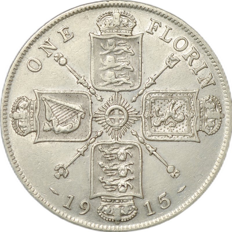 Монета 2 шиллинга (флорин) 1915 Великобритания