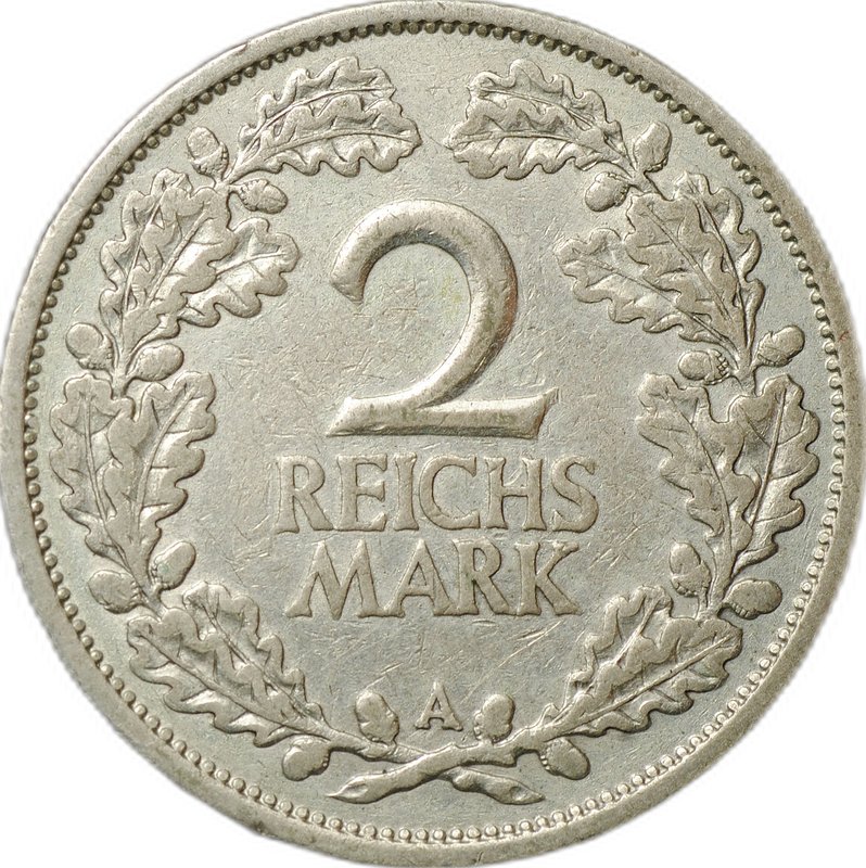Монета 2 рейхсмарки 1926 A Германия