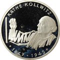 Монета 10 марок 1992 G 125 лет со дня рождения Кете Кольвиц Германия