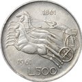 Монета 500 лир 1961 R 100 лет со дня объединения Италия