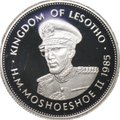 Монета 1 лоти 1985 25 лет вступлению на престол Короля Мошоешо II серебро Лесото