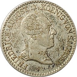 фото для Монета 1/6 талера 1827 S Смерть Короля Фридриха Августа I Саксония Аверс