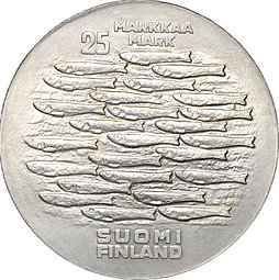 фото для Монета 25 марок 1979 750 лет Турку Финляндия Аверс