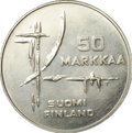 Монета 50 марок 1982 Чемпионат мира по хоккею Финляндия