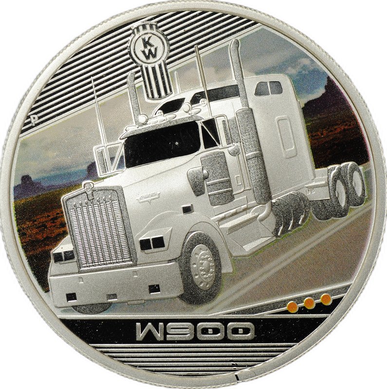 Монета 1 доллар 2010 P Грузовики - Kenworth W900 Тувалу