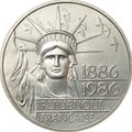 Монета 100 франков 1986 100 лет Статуе Свободы серебро Франция