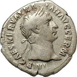 фото для Монета Денарий 101-102 Траян (98-117) Виктория влево Римская Империя Аверс