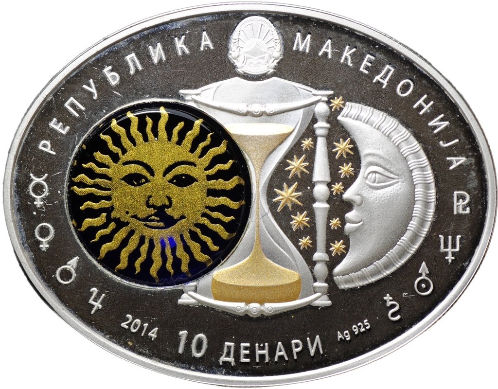 Монета 10 денаров 2014 Знаки зодиака Sagittarius Стрелец Македония