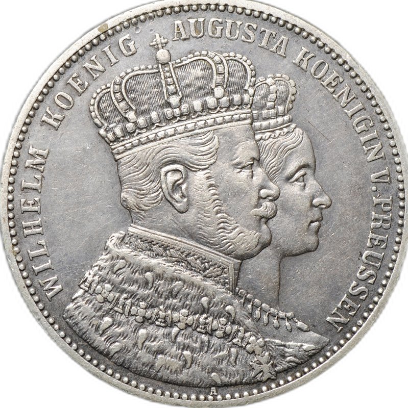 Монета 1 талер 1861 Коронация Вильгельма I и Августы Пруссия Германия