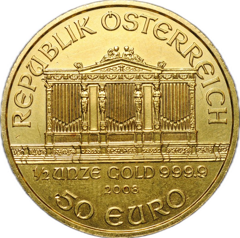 Монета 50 евро 2008 Венская филармония (филармоникер) Австрия