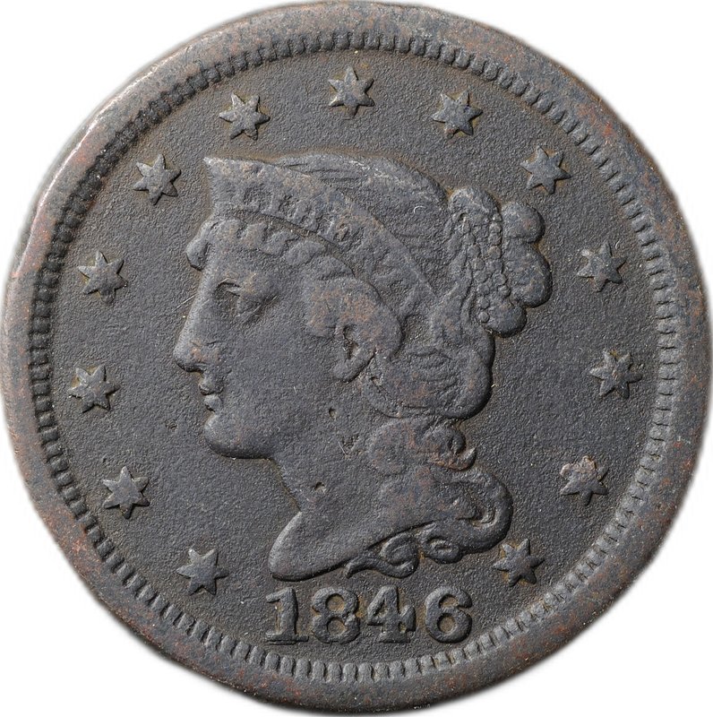 Монета 1 цент 1846 Liberty Head Cent США