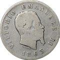 Монета 50 чентезимо 1863 M - Милан Щит на реверсе Италия