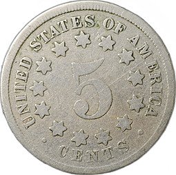 фото для Монета 5 центов 1869 Щит Союза США Аверс