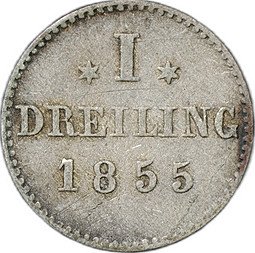 фото для Монета 1 дрейлинг 1855 Гамбург Аверс