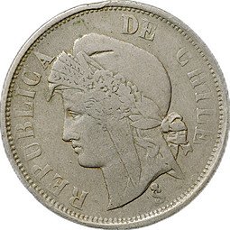 фото для Монета 2 сентаво 1871 Чили Аверс