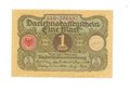 Банкнота 1 марка 1920 Германия Веймарская республика