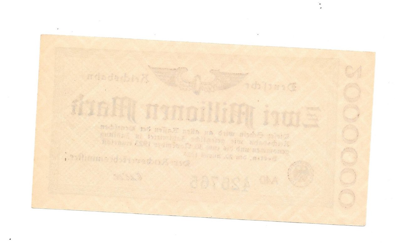 Банкнота 2000000 марок 1923 (2 миллиона) Германия Веймарская республика