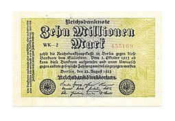 фото для Банкнота 10000000 марок 1923 (10 миллионов) Германия Веймарская республика 22 августа Аверс