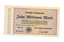фото для Банкнота 10000000 марок 1923 (10 миллионов) Германия Веймарская республика 2 сентября Аверс