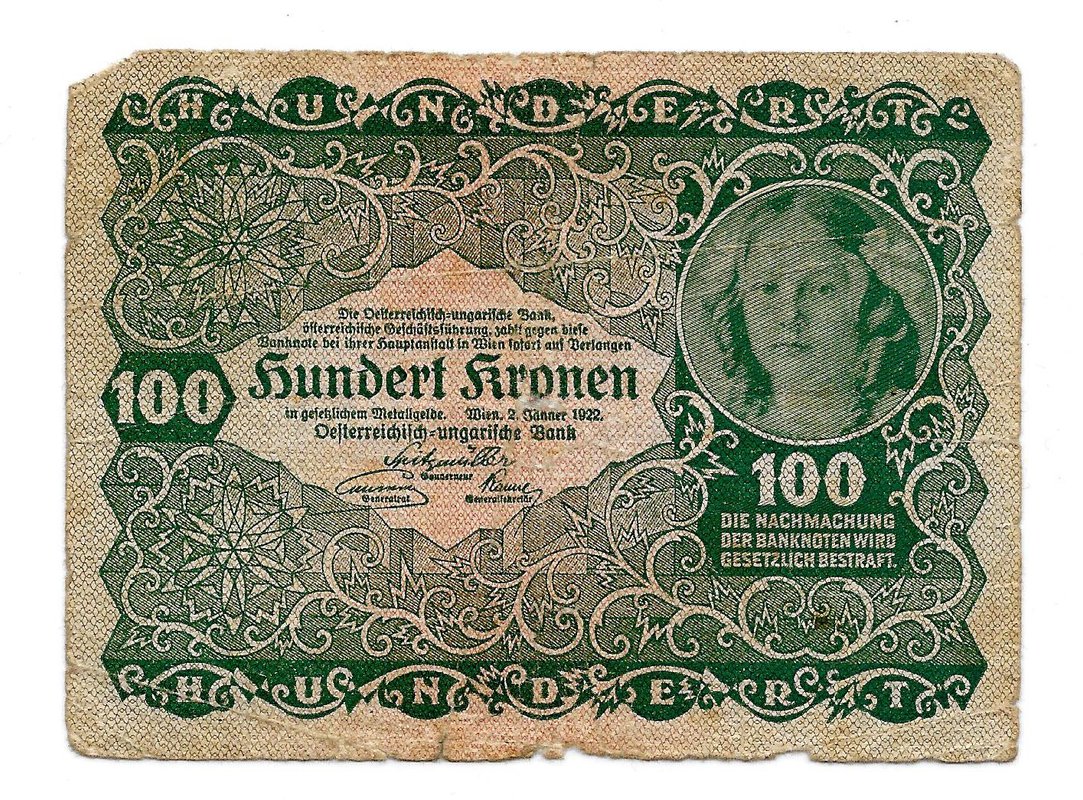 Банкнота 100 крон 1922 Австрия