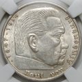 Монета 5 рейхсмарок (марок) 1935 A - Берлин Гинденбург Германия Третий рейх слаб ННР MS 61