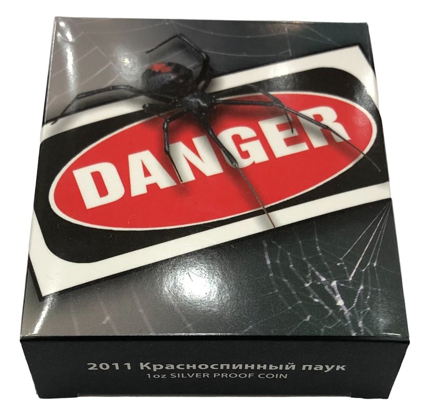 Монета 1 доллар 2011 Красноспинный паук (Latrodectus hasselti) Тувалу