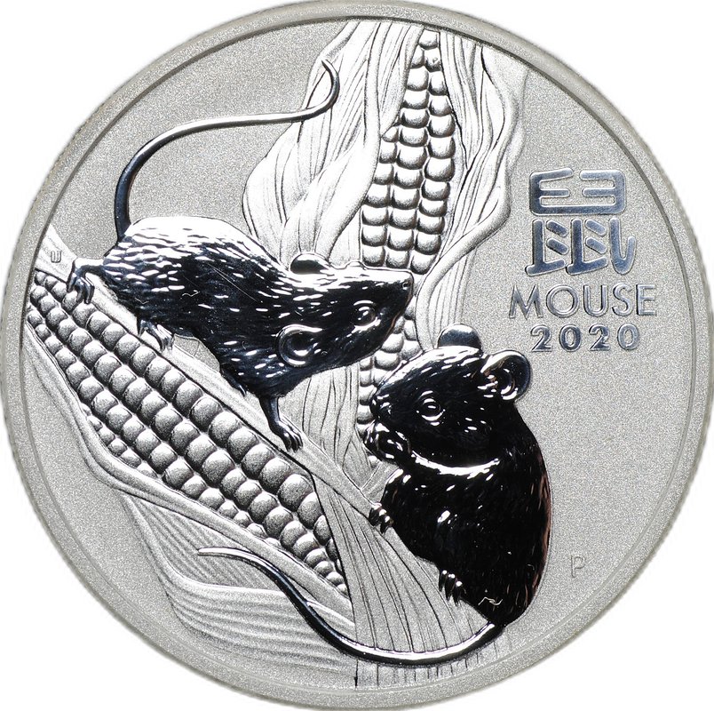 Монета 1 доллар 2020 Год мыши Лунар 3 Австралия